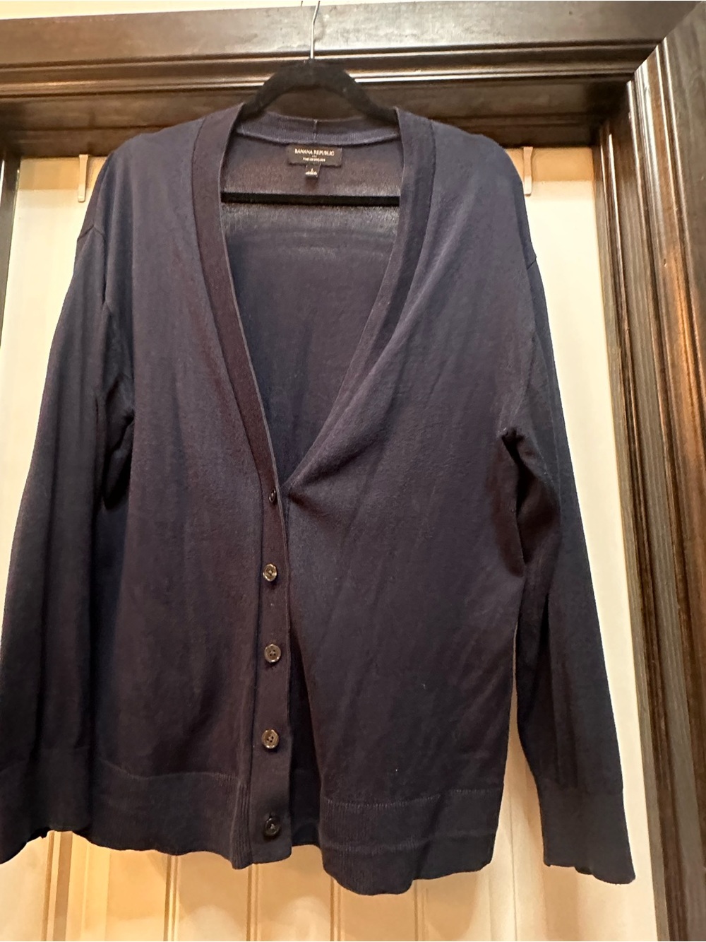 Banana Republic Forever Navy Button-Front V-Neck Cardigan